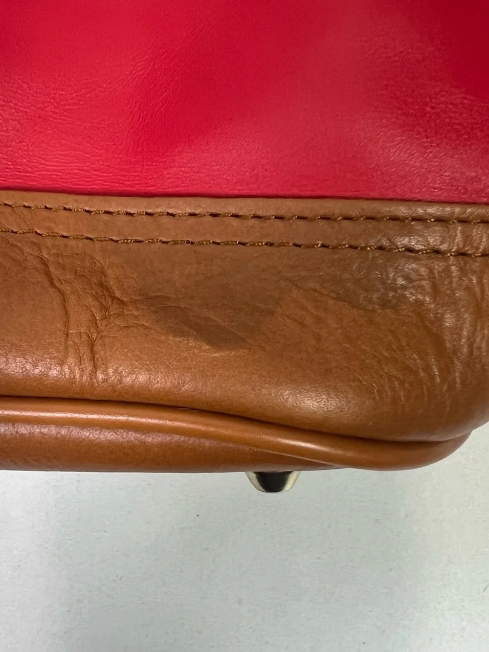 Vintage Valentina Italian Leather Convertible Backpack Bucket Bag Red/Tan